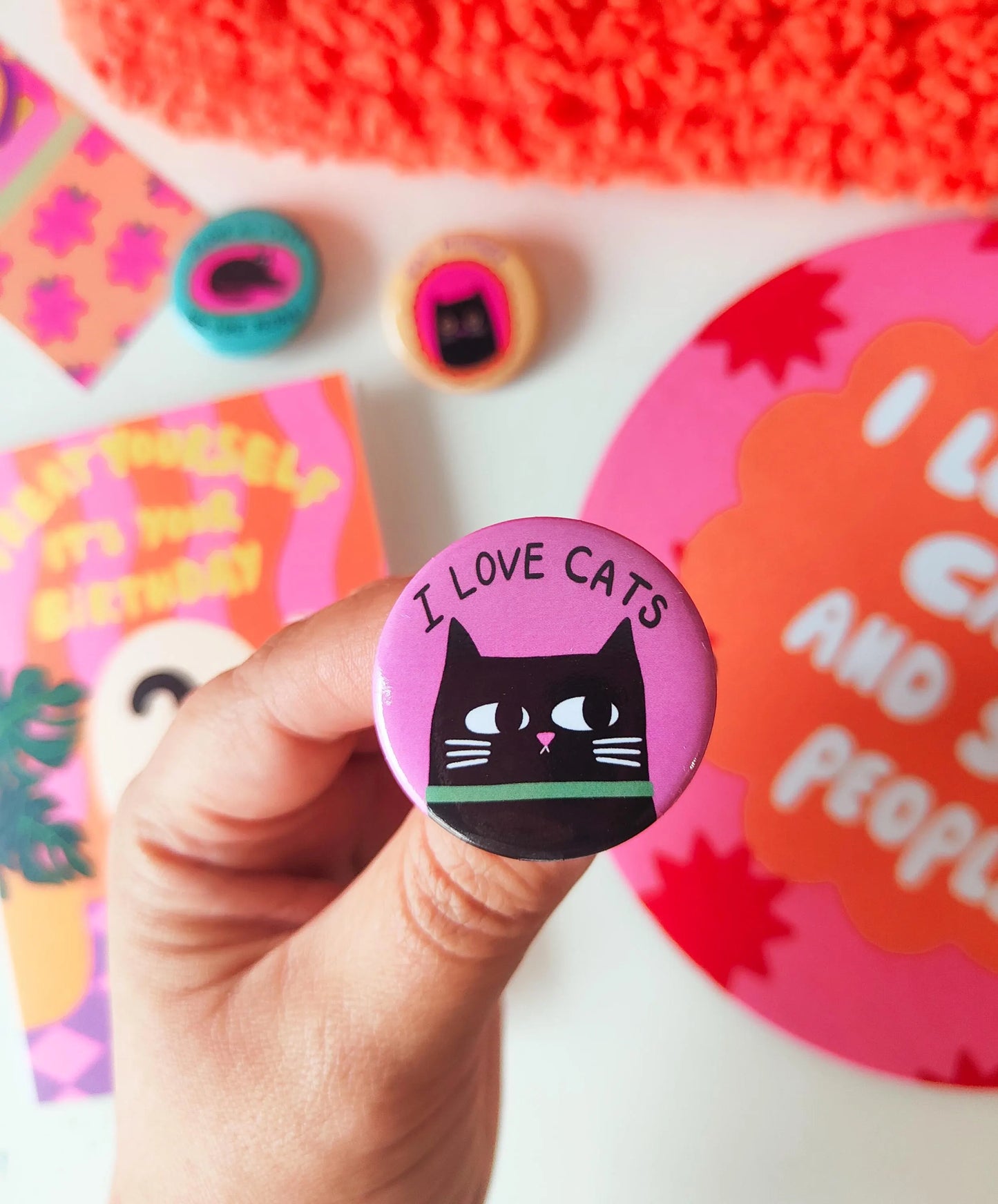 I Love Cats - Button Pin Badge - Black Cats, Funny Gifts