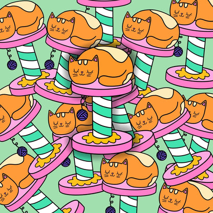 Sleepy Ginger Cat Vinyl Sticker