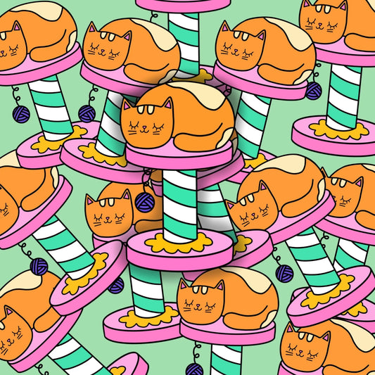 Sleepy Ginger Cat Vinyl Sticker