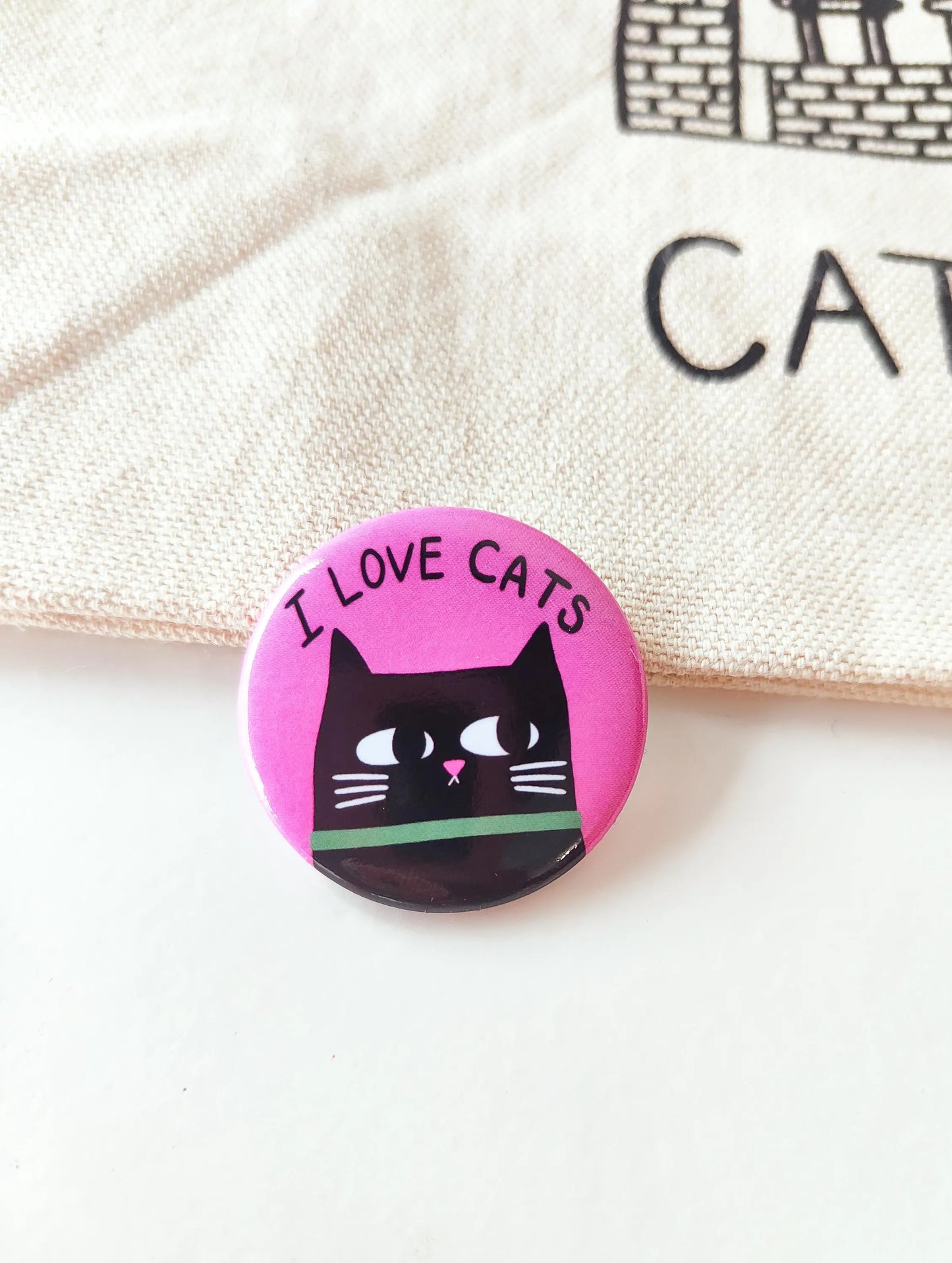 I Love Cats - Button Pin Badge - Black Cats, Funny Gifts