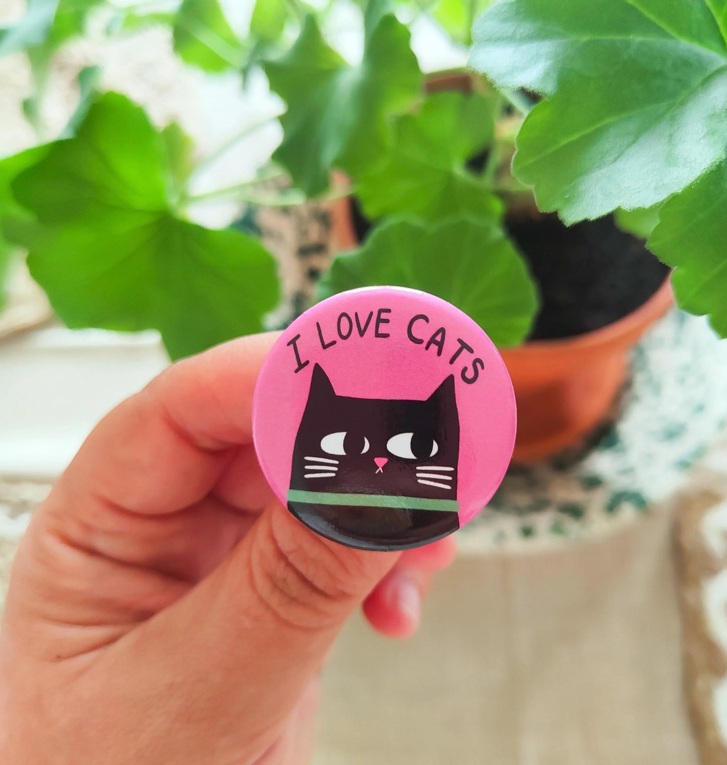 I Love Cats - Button Pin Badge - Black Cats, Funny Gifts