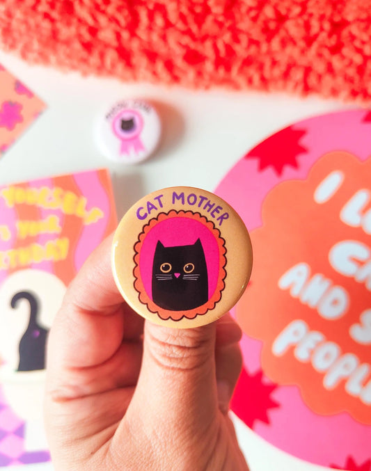 Cat Mother - Button Pin Badge - Black Cats, Funny Gifts