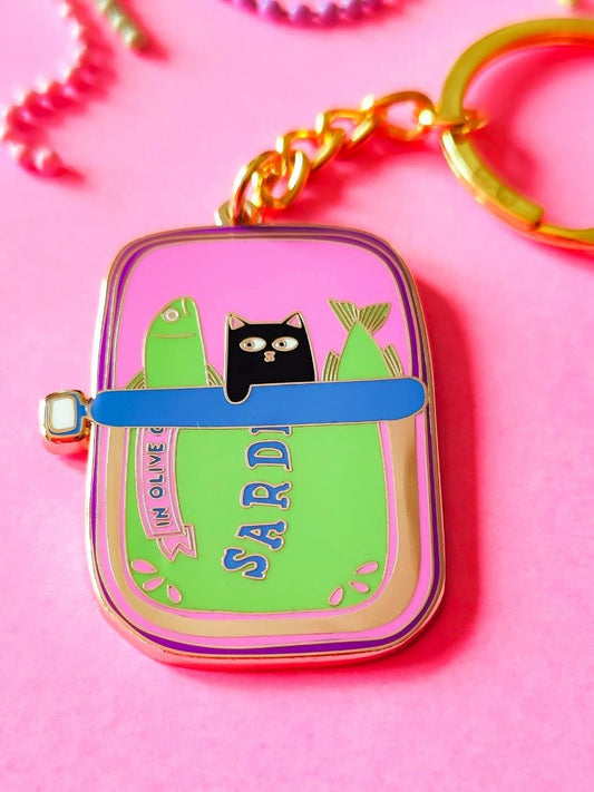 Cat and Sardines - Hard Enamel Keychain