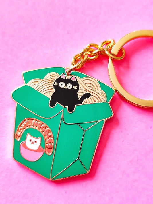 Love Noodles - Hard Enamel Cat Keychain