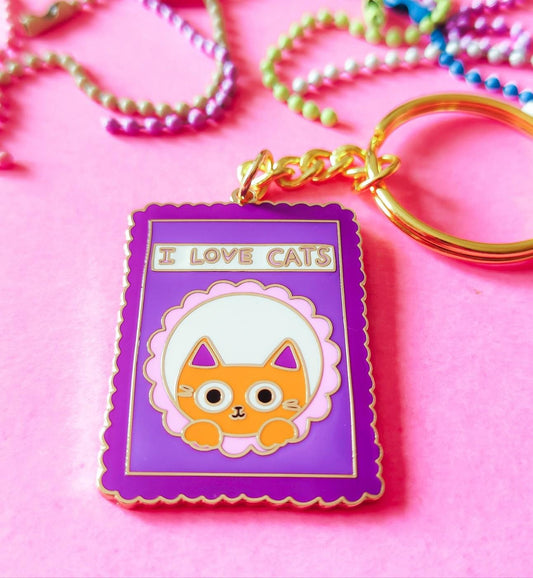 I Love Cats - Hard Enamel Keychain