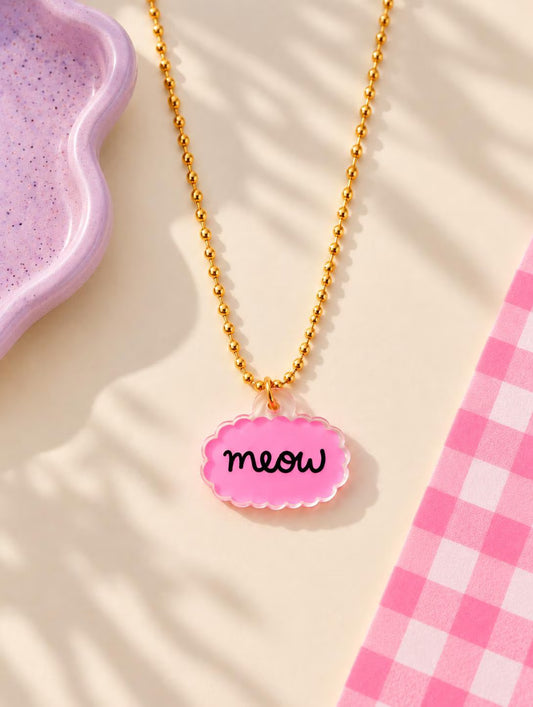 Meow Acrylic Charm Necklace - For Pet Lovers