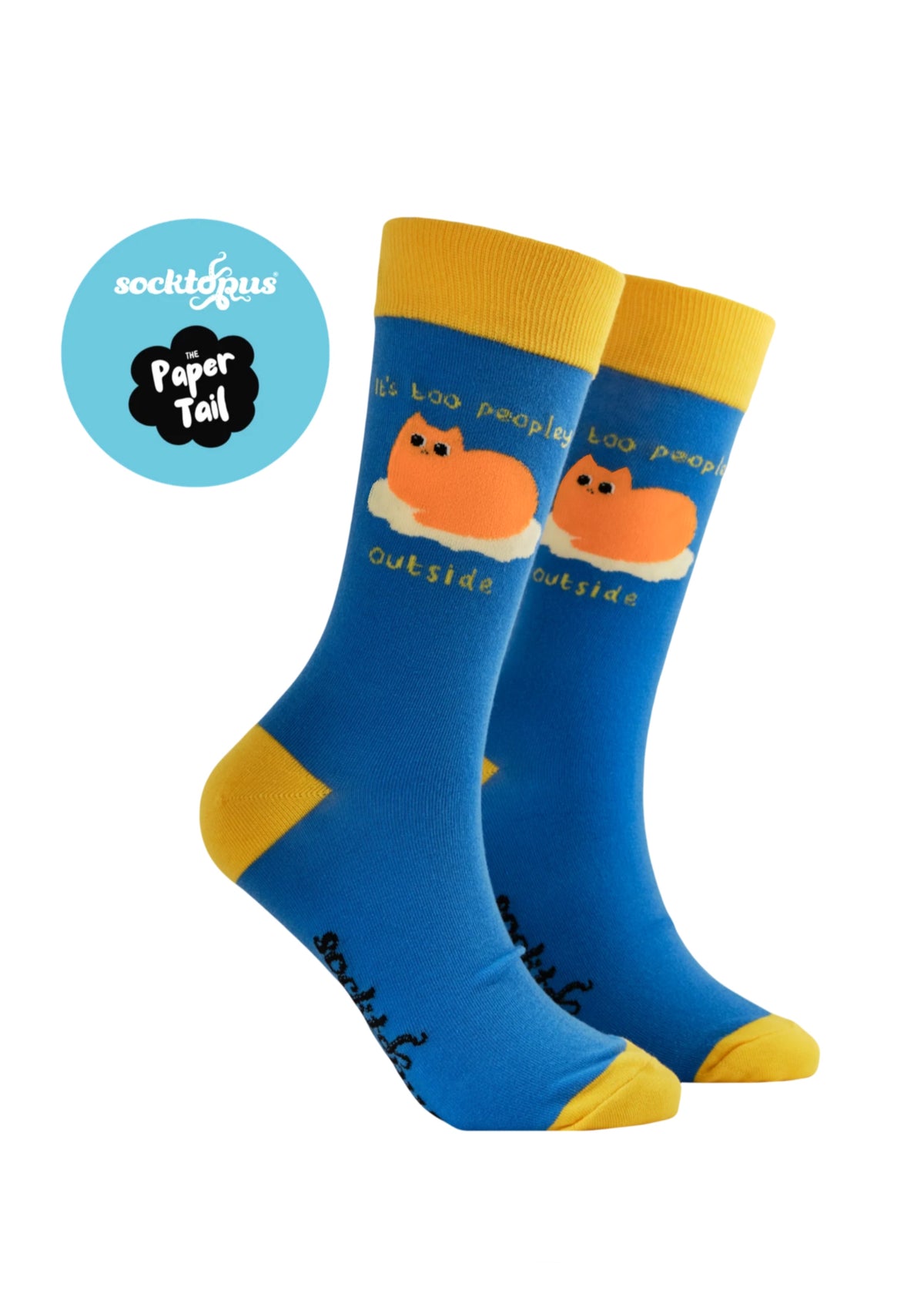 Too Peopley (Blue) - Funny Cat Socks