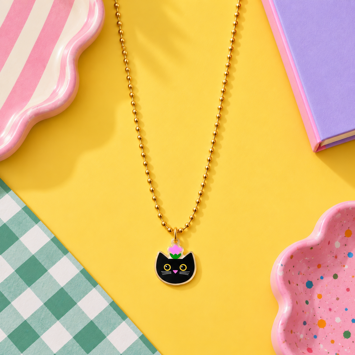 Black Cat Acrylic Charm Necklace - For Pet Lovers