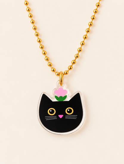 Black Cat Acrylic Charm Necklace - For Pet Lovers