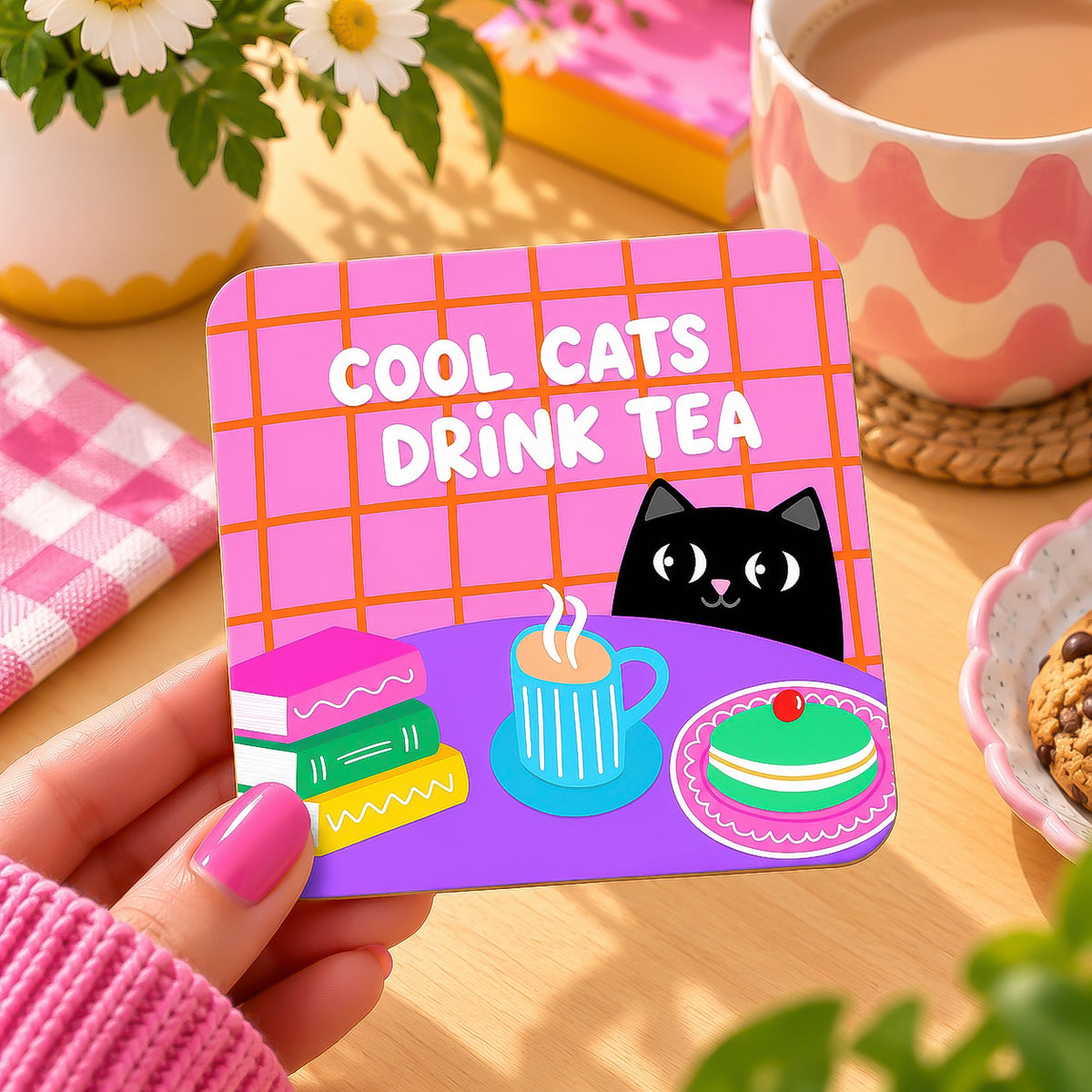 Cool Cats Drink Tea Coaster