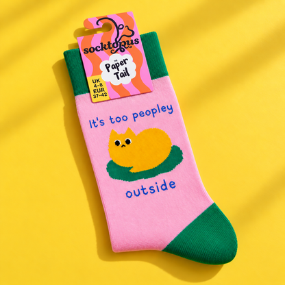Too Peopley (Pink) - Funny Cat Socks