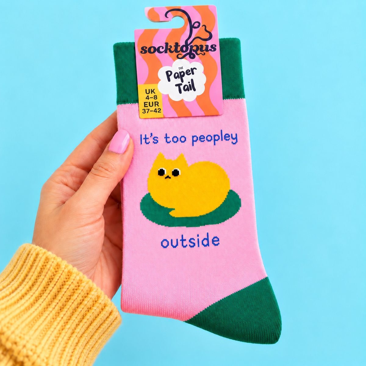 Too Peopley (Pink) - Funny Cat Socks