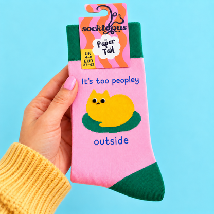 Too Peopley (Pink) - Funny Cat Socks