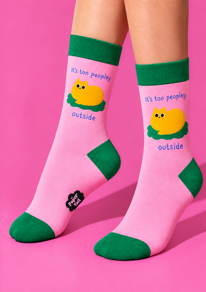 Too Peopley (Pink) - Funny Cat Socks