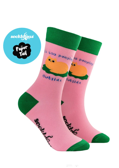 Too Peopley (Pink) - Funny Cat Socks