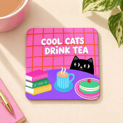 Cool Cats Drink Tea Coaster