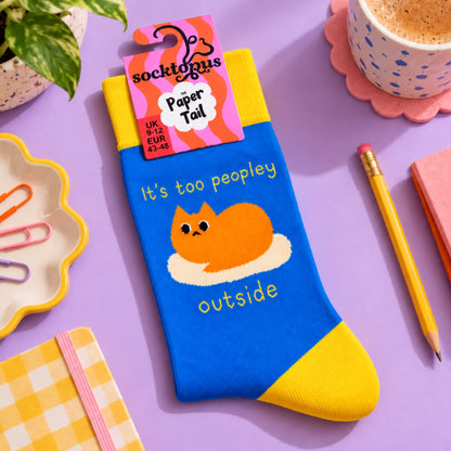 Too Peopley (Blue) - Funny Cat Socks