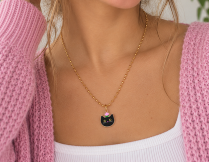 Black Cat Acrylic Charm Necklace - For Pet Lovers