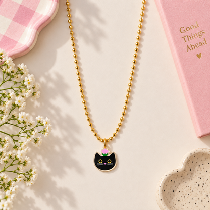 Black Cat Acrylic Charm Necklace - For Pet Lovers