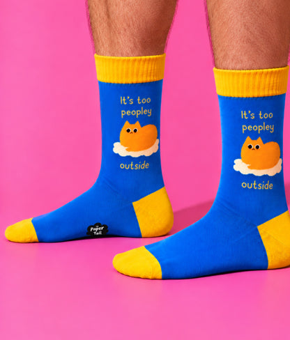 Too Peopley (Blue) - Funny Cat Socks